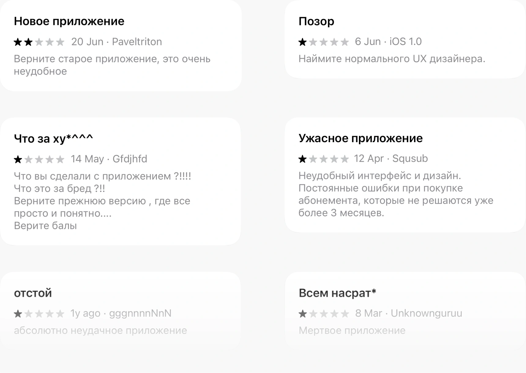 Скриншоты отзывов о приложении Шоколадница
